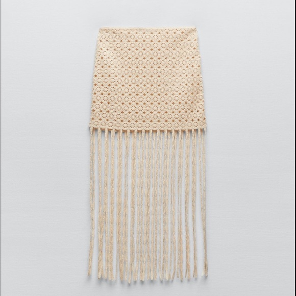 ZARA FRINGED CROCHET SKIRT - Picture 5 of 7